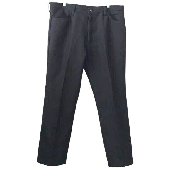 Wrangler Mens Black Dress Pants 35x32 Flat Front Pockets 100% Polyester Durable - Picture 1 of 9